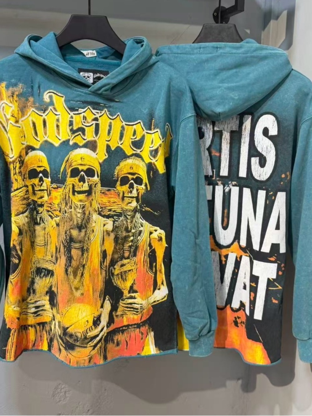 Teal Graphic Skull Hoodie Sweatshirt